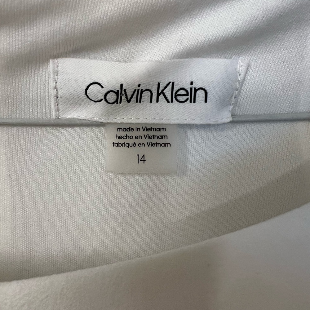 Calvin Klein White Sheath Dress Bell Sleeve Knee Length Work Size 14 - Picture 4 of 4